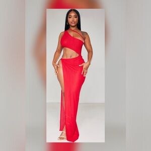 SOLD! PrettyLittleThing Vibrant Red Textured Dress